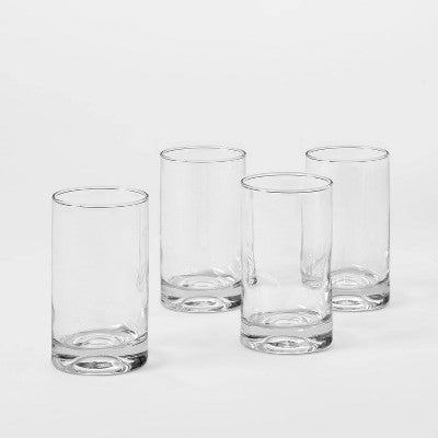 10 fl oz 4pk Glass Telford Tumblers - Threshold: Contemporary Blown Glass Cups, Dishwasher-Safe Drinkware Set