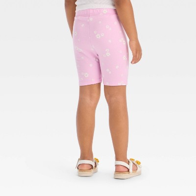 Toddler Girls' Floral Bike Shorts - Cat & Jack Light Purple 4T