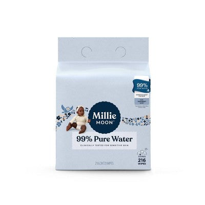 Millie Moon 99% Pure Water Baby Wipes - 216ct