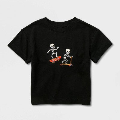 Toddler Boys' 2pc Halloween Skating Skeleton 3T