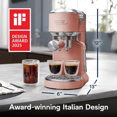 DeLonghi Dedica Duo Espresso and Cold Brew Machine with Milk Frother for Hot & Iced Coffee, Cappuccinos, Lattes & More Rose