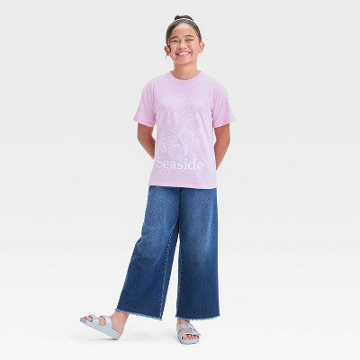 Girls' Short Sleeve 'Seaside Shells' Oversized Graphic T-Shirt M