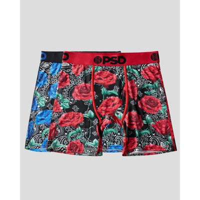 PSD Men's Rose Print Briefs - Red/Blue L