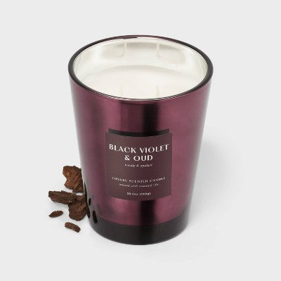 20oz Purple Metallic Jar Candle Black Violet and Oud - Threshold