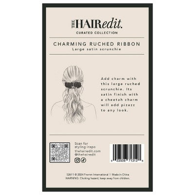 The Hair Edit Charming Ruched Ribbon Satin Scrunchie