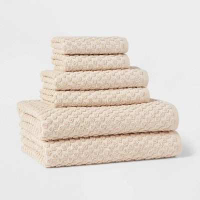 6pc Performance Plus Textured Dot Bath Towel Set Khaki - Threshold