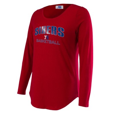 NBA Philadelphia 76ers Women's Long Sleeve Crew Neck Fashion T-Shirt - S