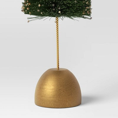 20" Glittered Sisal Bottlebrush Christmas Tree Green - Threshold