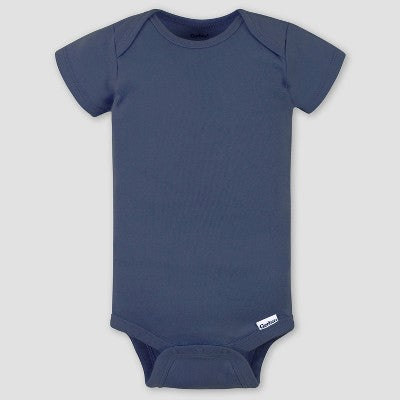 Gerber Baby 5pk Short Sleeve Onesies - Cream 0-3M: Cotton Knit Bodysuits, Pullover & Crotch Snap, Machine Washable