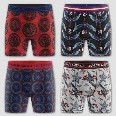 Boys' Captain America 4pk Athletic Boxer Briefs - 8