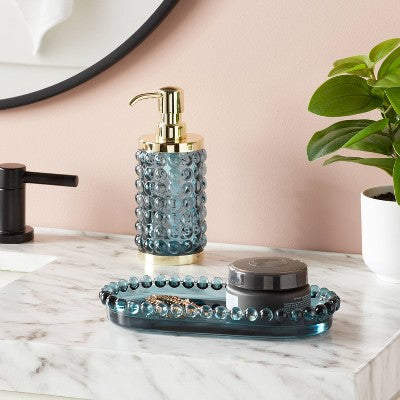 Textured Glass Tray Blue - Threshold