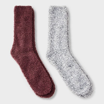 Women's Chenille Marl 2pk Cozy Crew Socks - Auden Gray /Purple 4-10