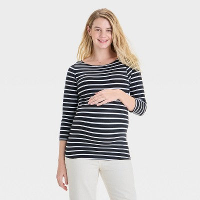 Women's 3/4 Sleeve Boatneck Maternity T-Shirt XS