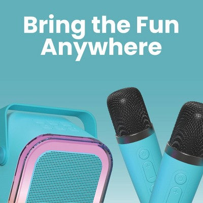 GEMS Portable Karaoke Speaker with Microphones - Teal Blue