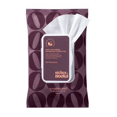 Niches & Nooks Intimate pH Balanced Refreshing Flushable Feminine Wipes - Soft Clementine - 45ct