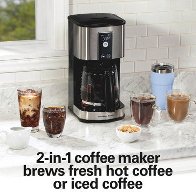 Hamilton Beach 12Cup Programmable Hot & Iced Coffee Maker 49620: Electric Drip Machine, 950W, Dishwasher-Safe Parts