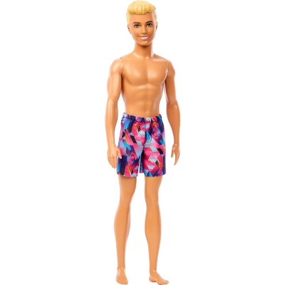 Barbie 12.7" Beach Ken Doll Blond Hair/Blue Eyes Wearing Purple Swimsuit