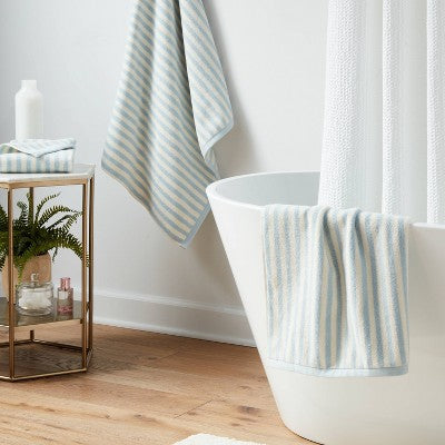 1 Coastal Oversized Bath Towel Blue Striped - Threshold