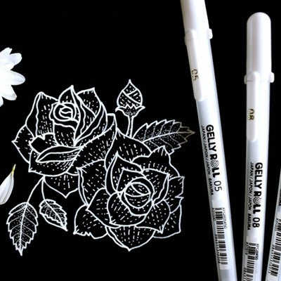 3pk Gelly Roll Classic Pens 3 Tip Sizes - White