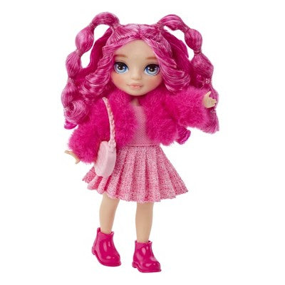 Rainbow High Littles Magenta Monroe Pink 5.5" Posable Small Doll with Purse Magical Pet Kitty: Articulated Fashion Figure, Removable Clothes