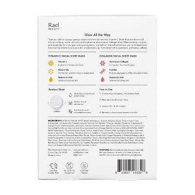 Rael Beauty Fan Favorites Collagen & Vitamin C Facial Sheet Mask Set - 2ct