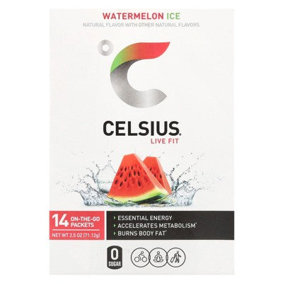 Celsius Live Fit, Watermelon Ice, 14 On-The-Go-Packets, 0.18 oz (5.08 g) Each