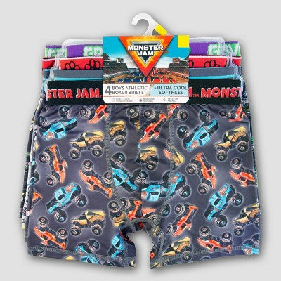 Boys' Monster Jam 4pk Boxer Briefs - 4