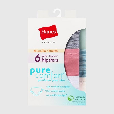Hanes Girls' 6pk Microfiber Hipster Underwear - 10