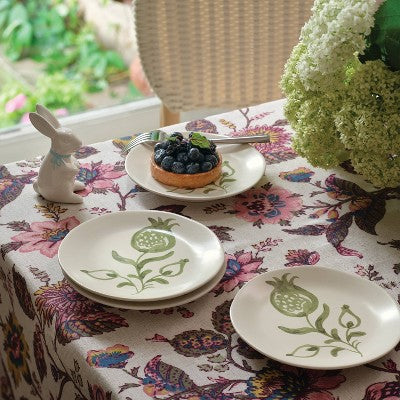 4pk 6" Stoneware Aralia Appetizer Plates Hand Painted Green - Threshold (LOCAL PICKUP ONLY)