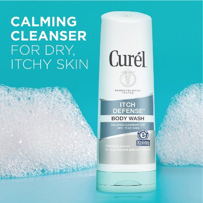 Curel Itch Defense Body Wash, Daily Body Cleanser, with Hydrating Jojoba and Olive Oil, Hydrating Unscented - 10 fl oz