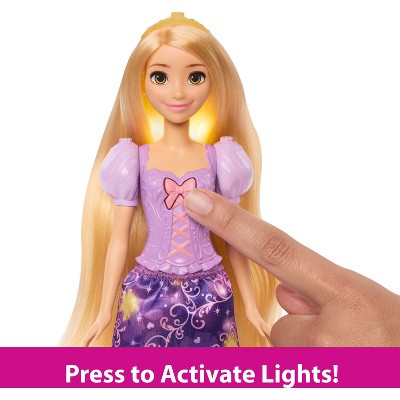 Disney Princess Light-Up Hair Rapunzel Doll, Pascal Figure, 7 Accessories