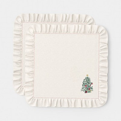 2pk Tree with Ruffle Napkins Green - Threshold