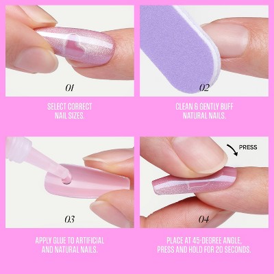 KISS Nails GLAM Embellished Press-On Fake Nails - Short Round - One n Only - 35ct