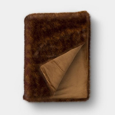 Faux Fur Throw Coffee Brown- Threshold