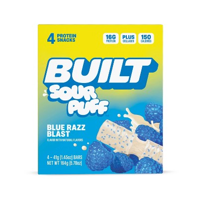 Built Bar Blue Razz Blast Sour Puff Protein Bars - 16g Protein - 1.45oz/4ct