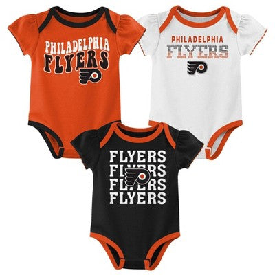 NHL Philadelphia Flyers Infant Girls' 3pk Bodysuits - 12M
