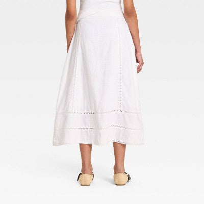 Women's Cutwork Midi Full Skirt - Universal Thread White 2