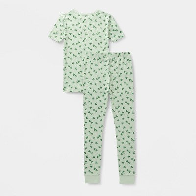 Kids' 2pc St. Patrick's Day Shamrocks Tight Fit Pajama Set - Cat & Jack Green 8
