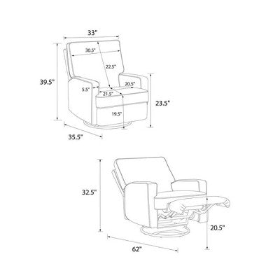 Baby Relax Addison Swivel Gliding Recliner - Performance Gray Fabric (LOCAL PICKUP ONLY)