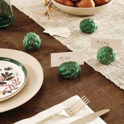 4pk Stoneware Name Card Artichoke Holder- Threshold (LOCAL PICKUP ONLY)