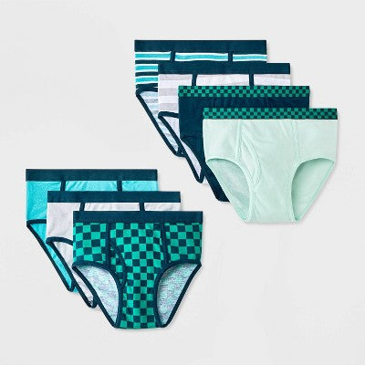 Boys' 7pk Checks and Stripes Printed Briefs - Cat & Jack Green M