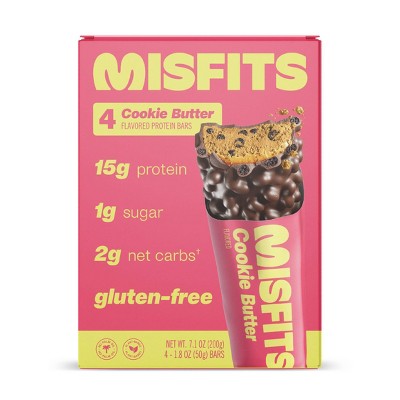 Misfits Plant Based Cookie Butter Protein Bar - 15g Protein - 7.1oz/4pk