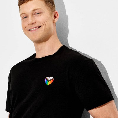 Pride Adult Short Sleeve Heart Logo T-Shirt - Black XL