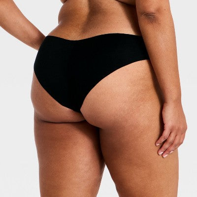 Women's 3pk Invisible Edge Cotton Cheeky Underwear - Auden Black S