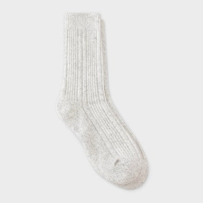 Women's Textured Ribbed Super Soft Crew Boot Socks - Heather 4-10