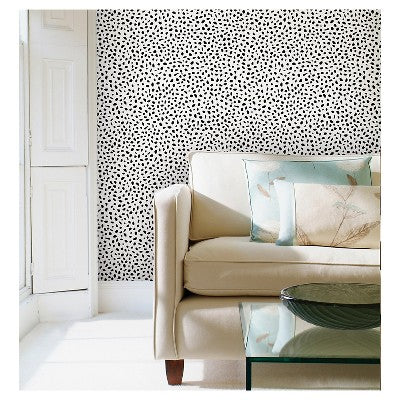 Speckled Dot Peel & Stick Wallpaper Black - Opalhouse