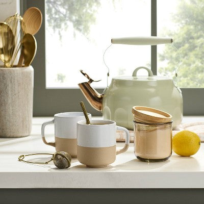 13oz Dipped Stoneware Mug Cream/Pink - Hearth & Hand with Magnolia (LOCAL PICKUP ONLY)