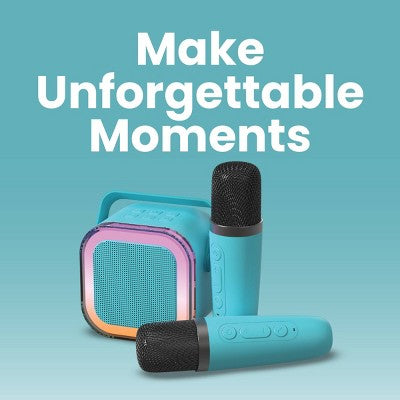 GEMS Portable Karaoke Speaker with Microphones - Teal Blue