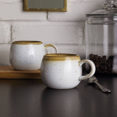 10oz Stoneware Reactive Glaze Round Mug Cream - Hearth & Hand with Magnolia: Dishwasher-Safe, Microwave-Safe (LOCAL PICKUP ONLY)
