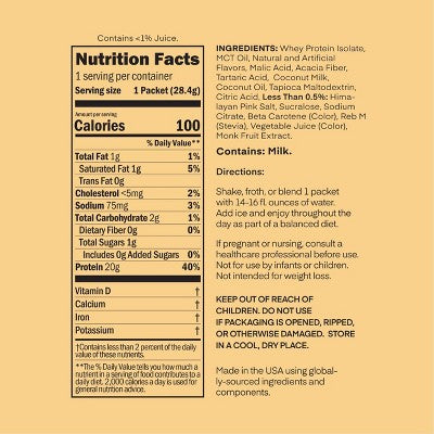 Oath Nutrition Tray Protein Powder - Sunrise Passion Punch - Whey - 20g Protein - Single Serve